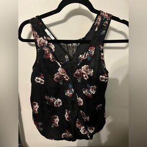 Maurices Black and Pink Sleeveless Wrap Tank Top